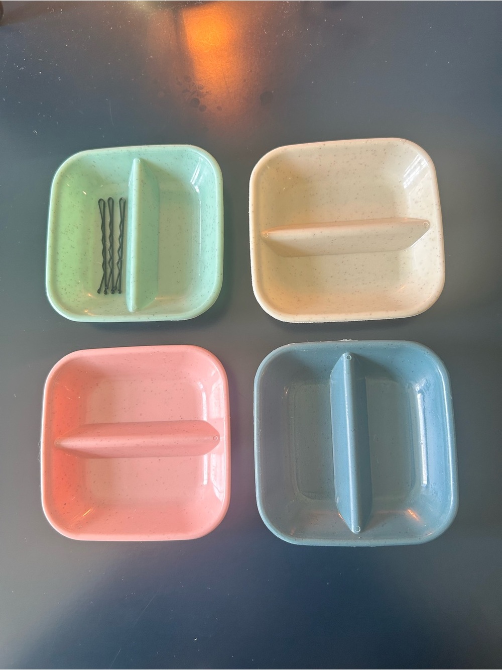 Rare Full set of Lucille’s Locks Dressing Table- Grip Dishes-Pastel Colors